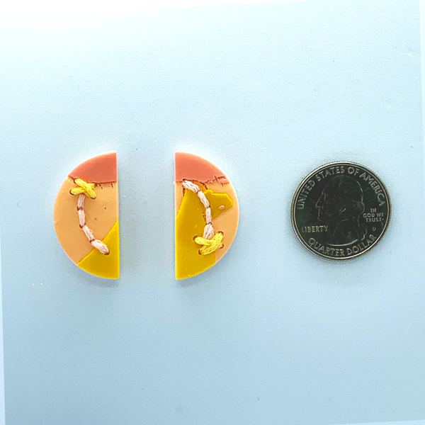 Peaches and Sunshine - Half Moon Earrings