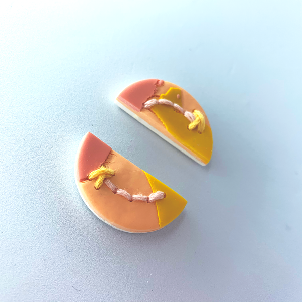 Peaches and Sunshine - Half Moon Earrings