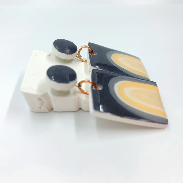 Grey Skies -Peach Rainbow- Drop Earrings