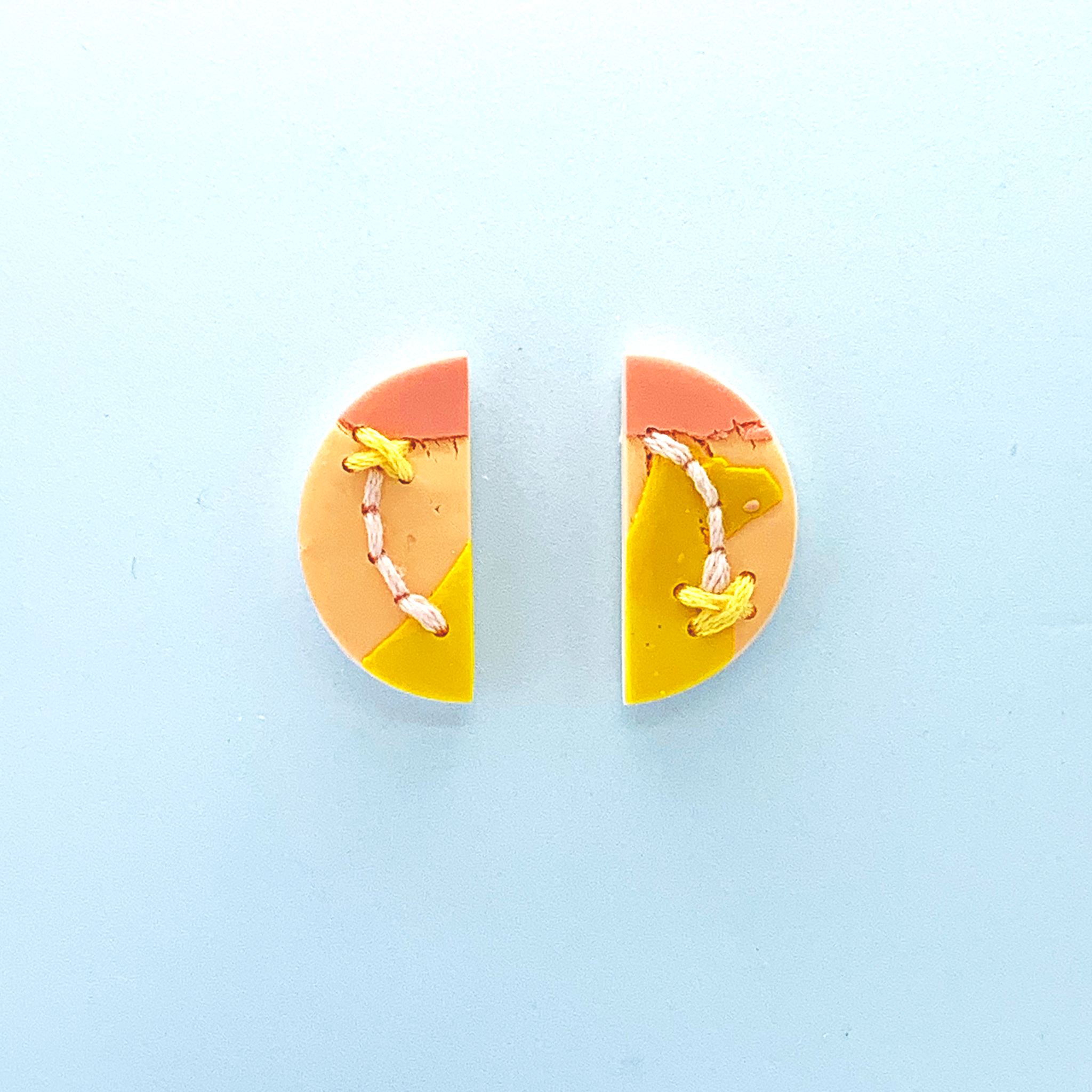 Peaches and Sunshine - Half Moon Earrings