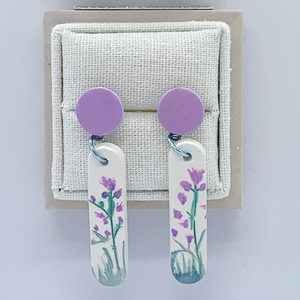 Purple Wildflower- Rounded Drop Earrings