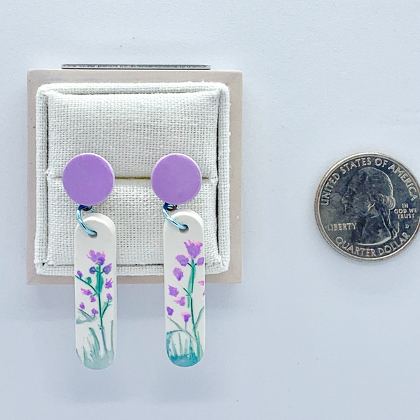 Purple Wildflower- Rounded Drop Earrings