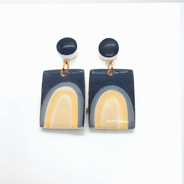 Grey Skies -Peach Rainbow- Drop Earrings